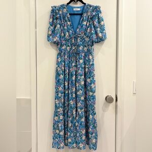 Greylin Blue Floral Midi Dress